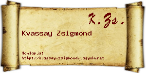 Kvassay Zsigmond névjegykártya